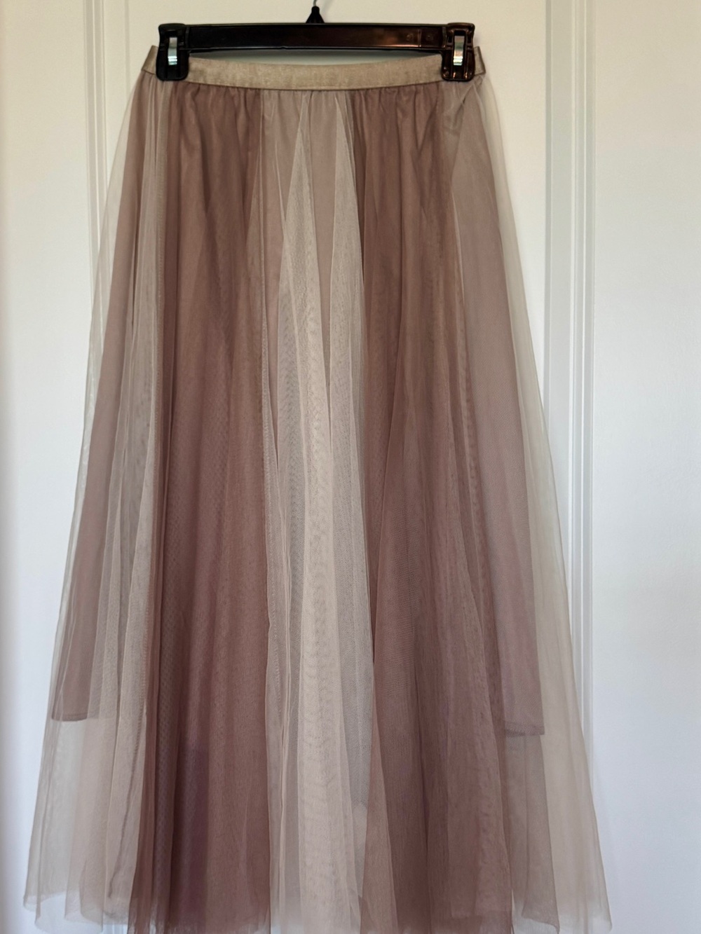 Women's Taupe Tulle Midi Skirt Chic Wish